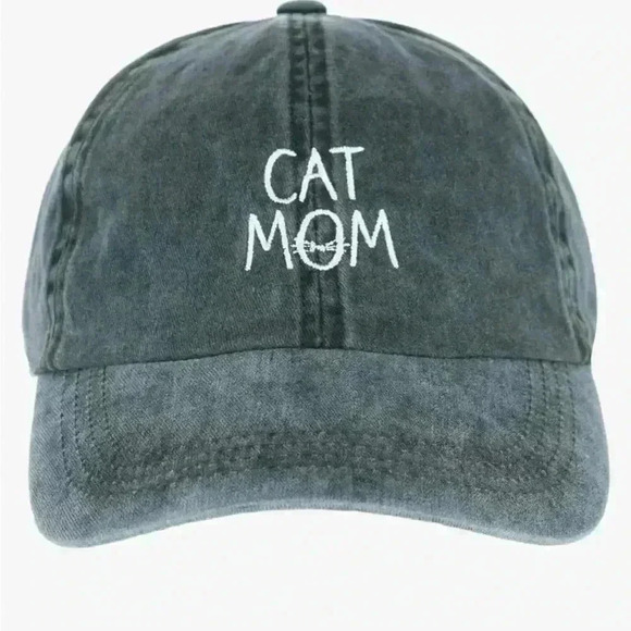 Cat Mom Hat‎ Cap Womens Grey Distressed Adjustable Strapback Cotton Ball cap new - Picture 1 of 4